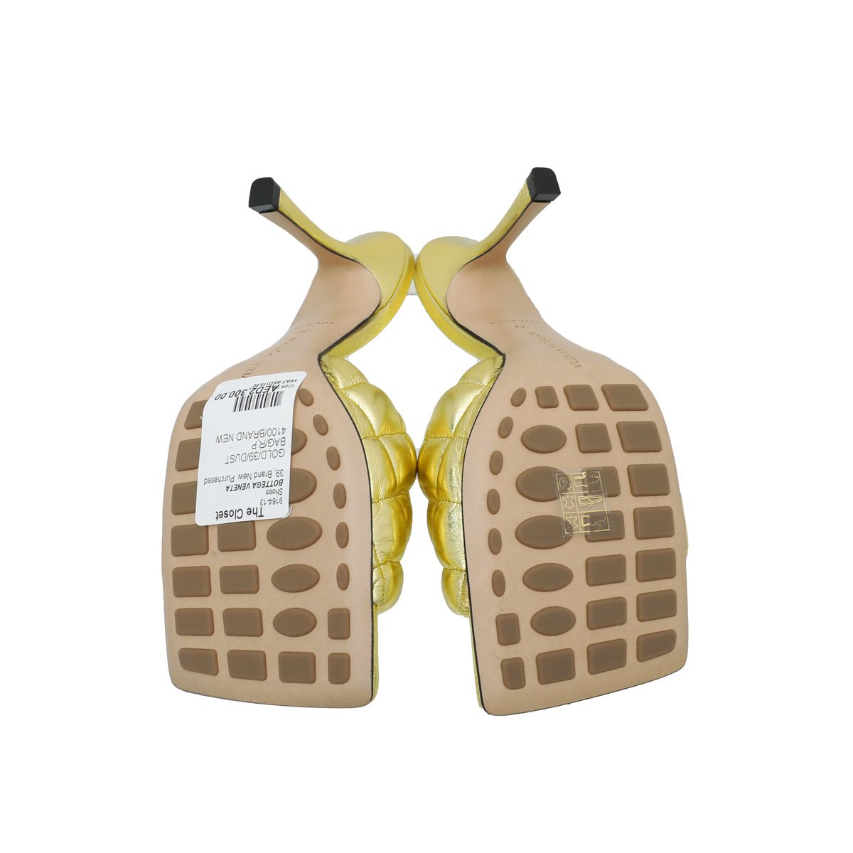 Bottega Veneta Gold Padded Metallised Mules 39