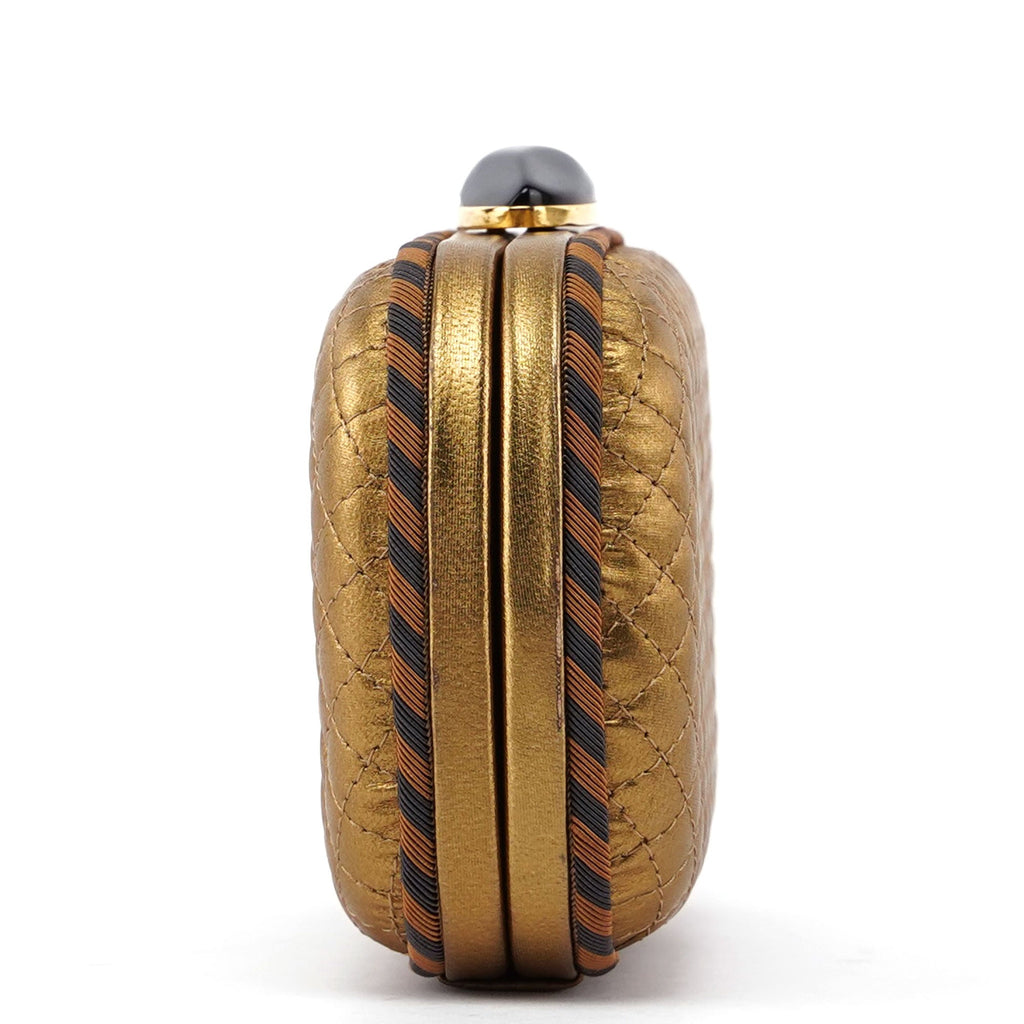 Gold Quilted Clutch Pochette Knot