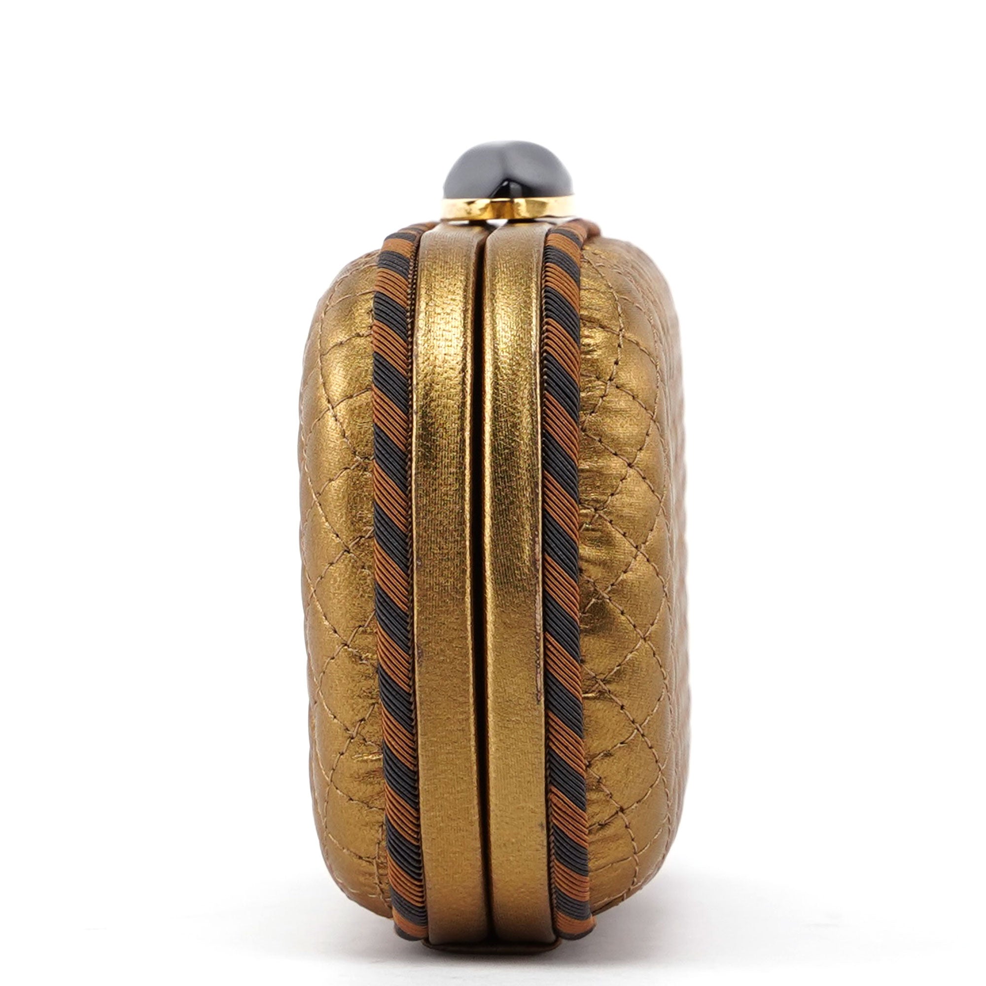 Gold Quilted Clutch Pochette Knot