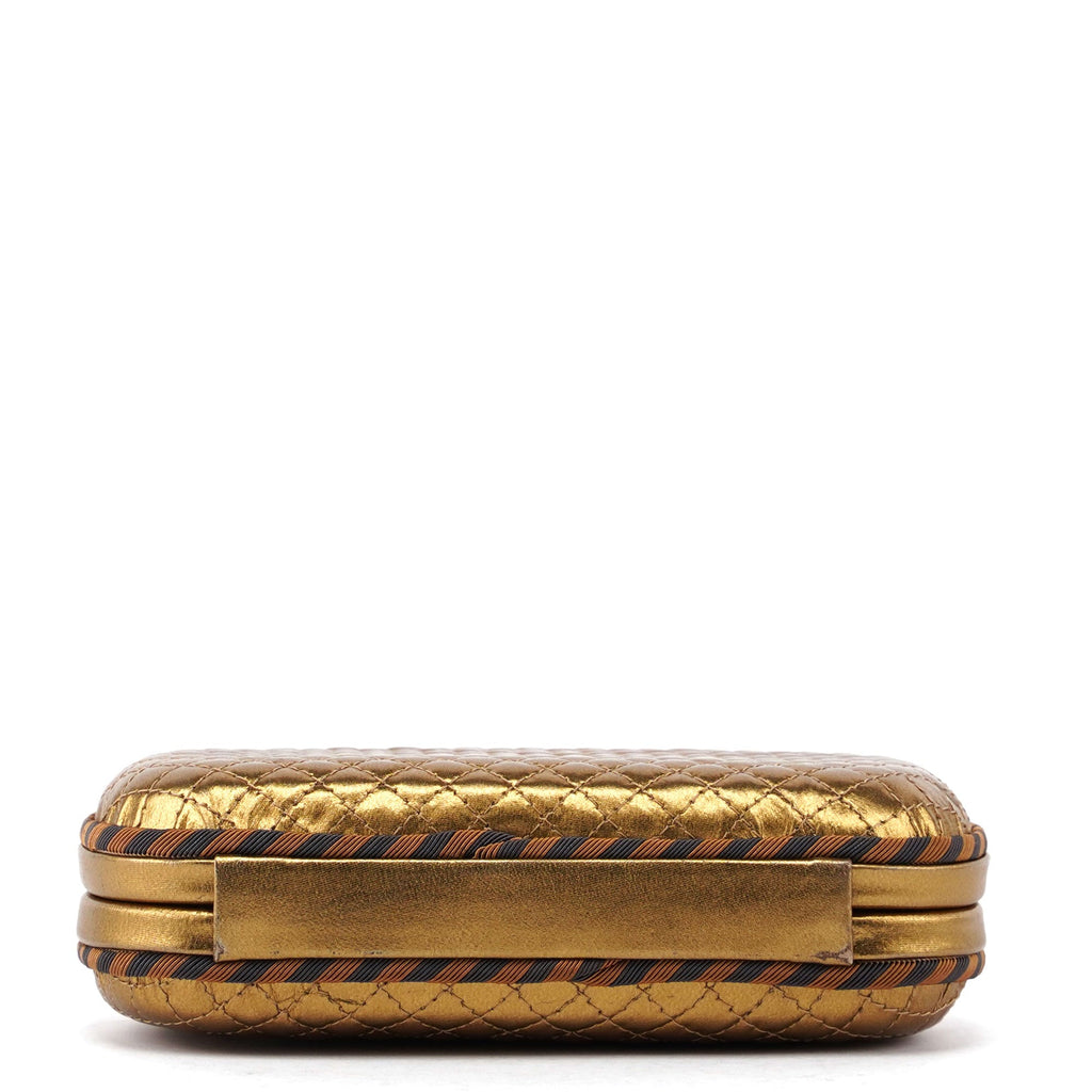 Gold Quilted Clutch Pochette Knot