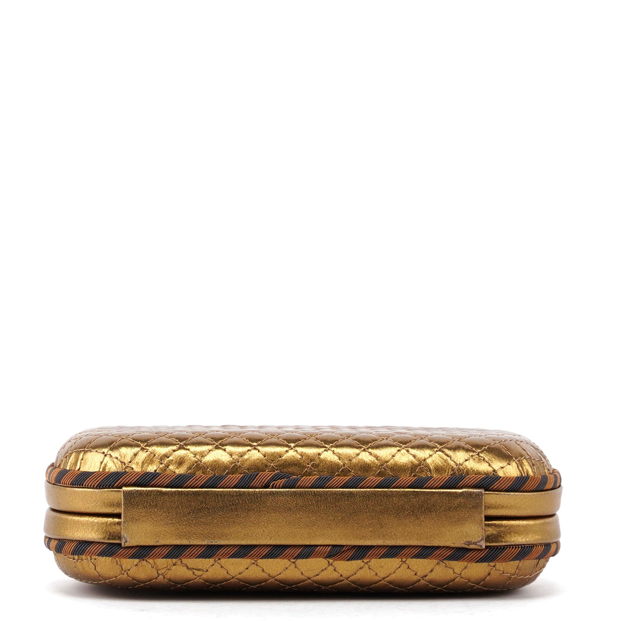 Gold Quilted Clutch Pochette Knot