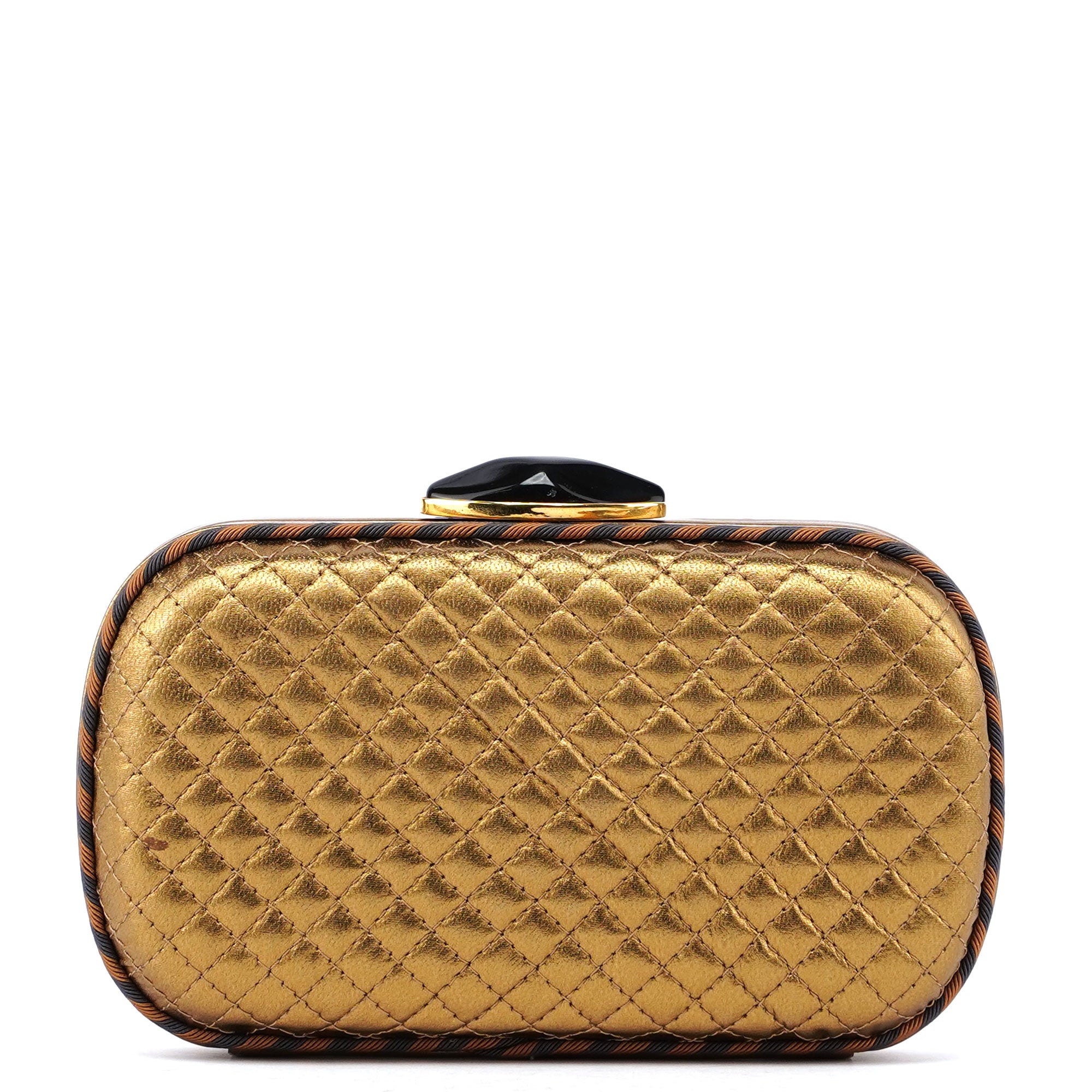 Gold Quilted Clutch Pochette Knot