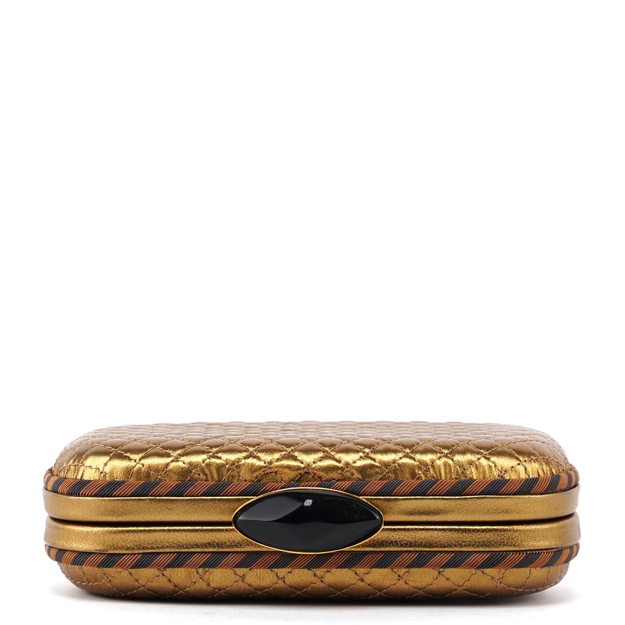 Gold Quilted Clutch Pochette Knot