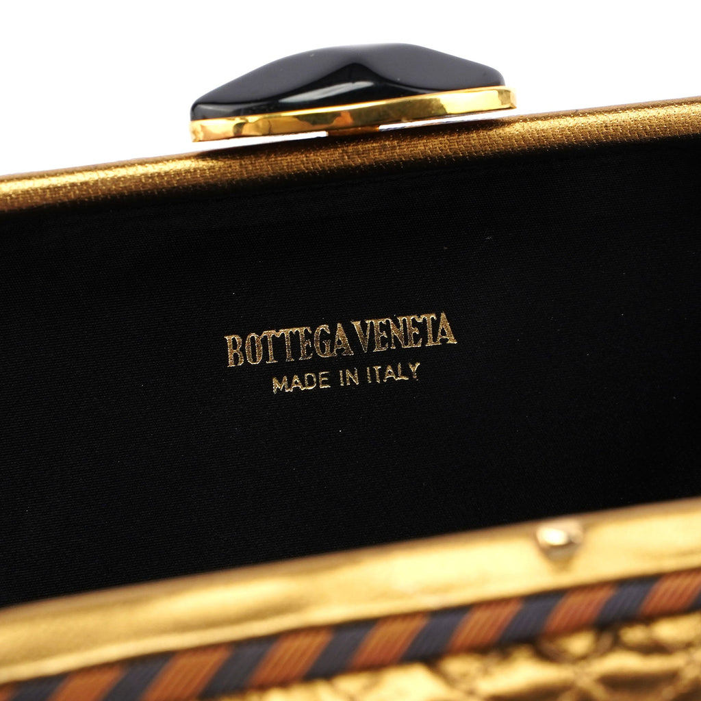 Gold Quilted Clutch Pochette Knot