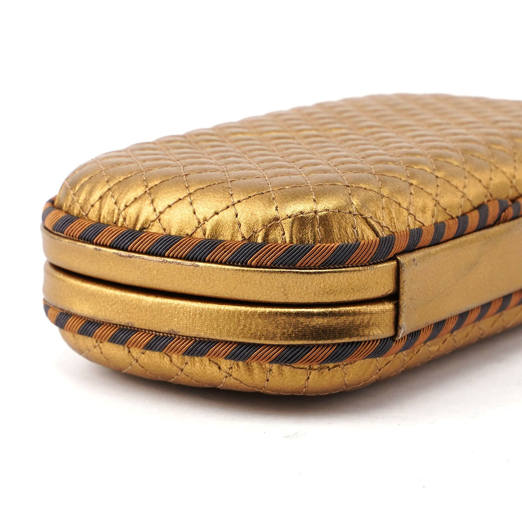 Gold Quilted Clutch Pochette Knot