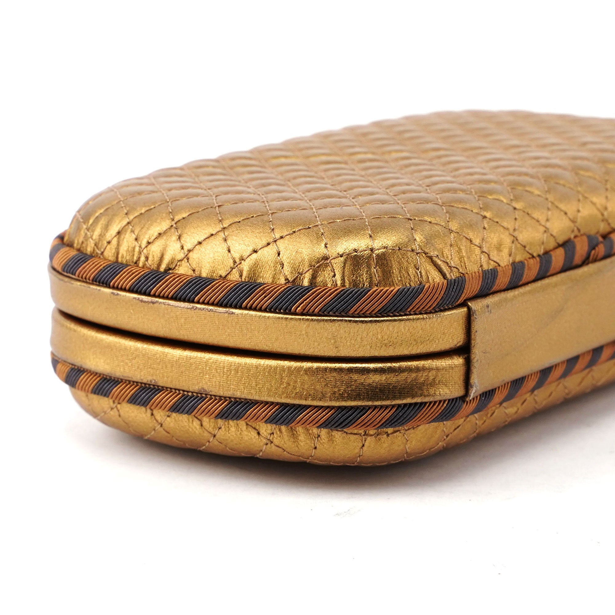 Gold Quilted Clutch Pochette Knot