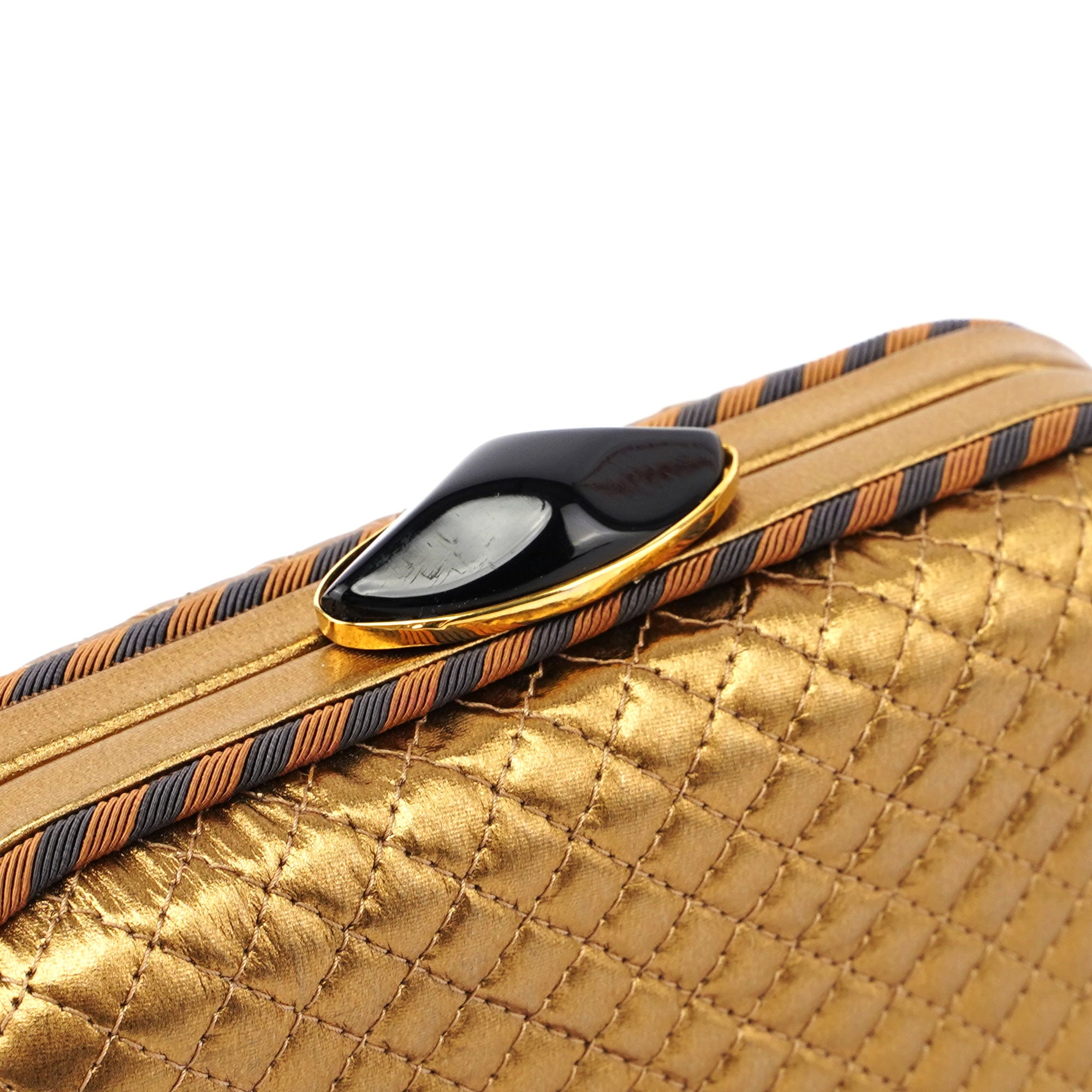Gold Quilted Clutch Pochette Knot