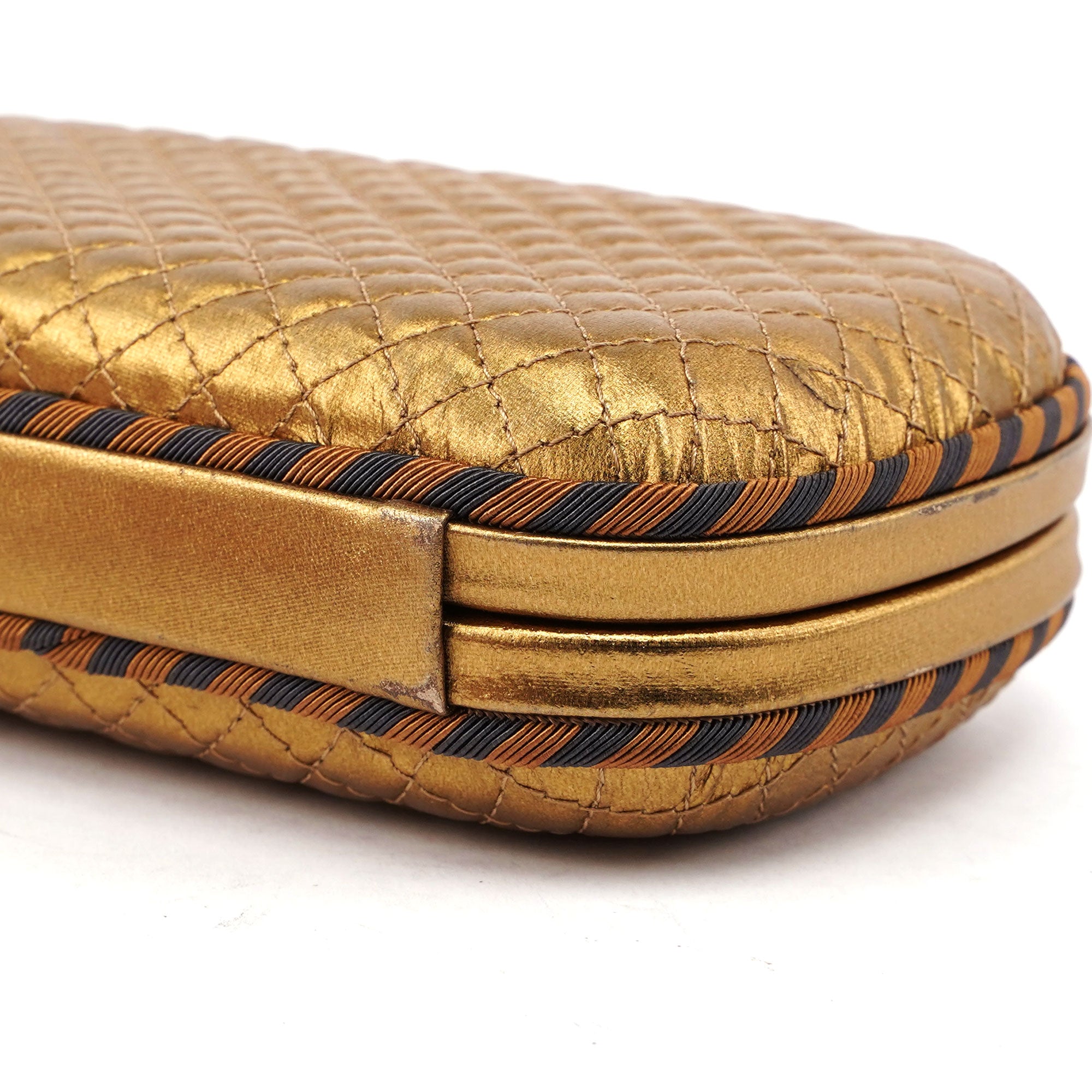 Gold Quilted Clutch Pochette Knot