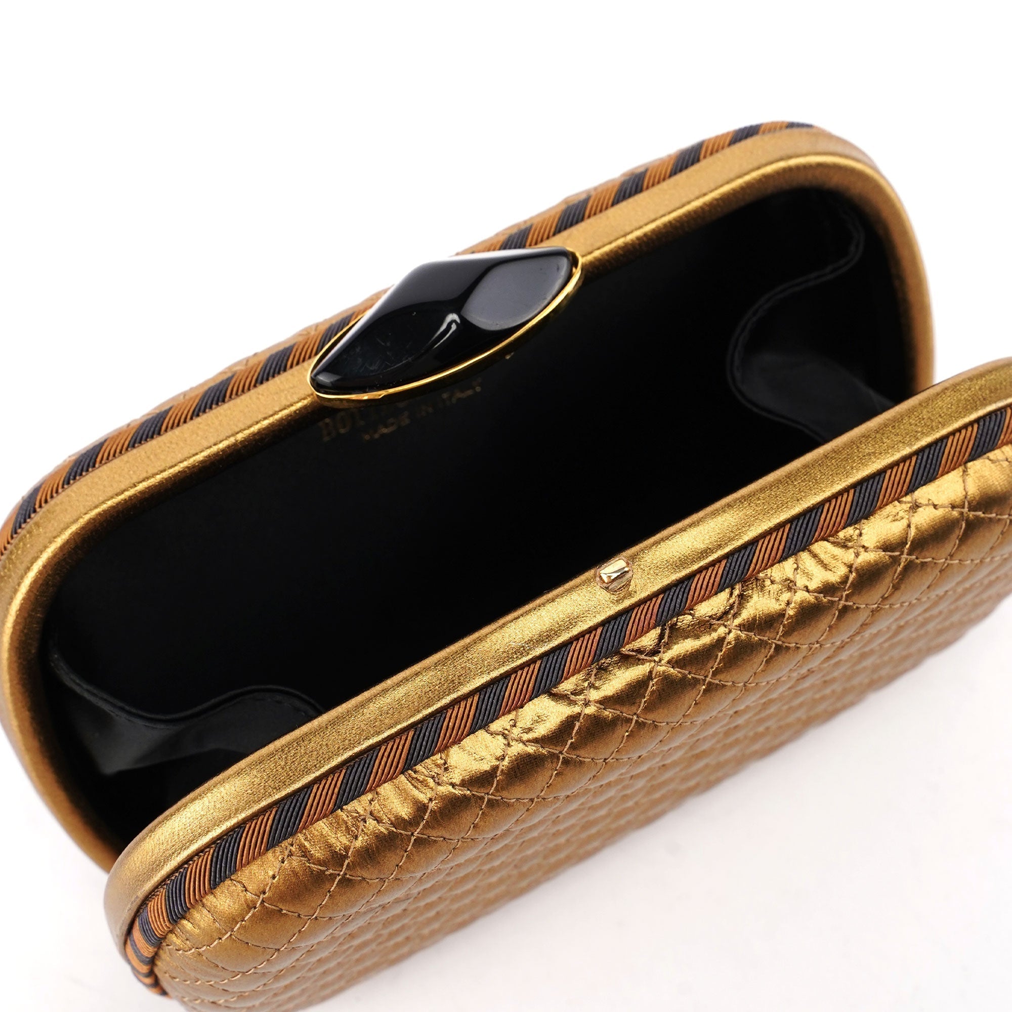 Gold Quilted Clutch Pochette Knot
