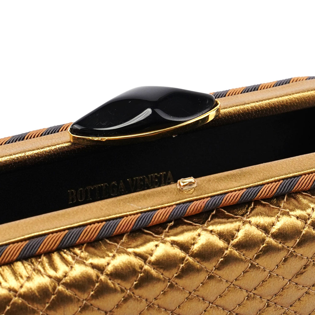 Gold Quilted Clutch Pochette Knot