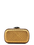 Gold Quilted Clutch Pochette Knot