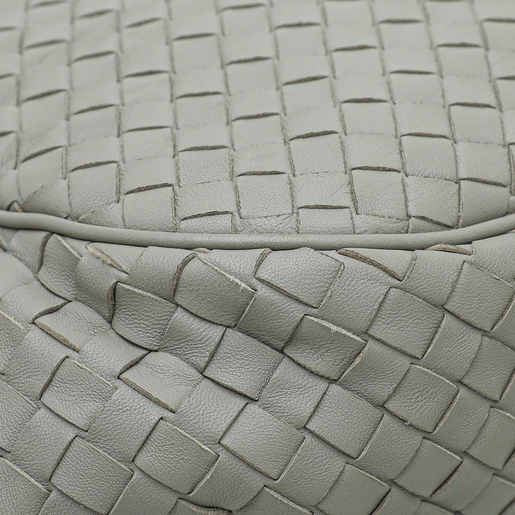 Bottega Veneta Gray Intrecciato Drawstring Flap Crossbody Bag
