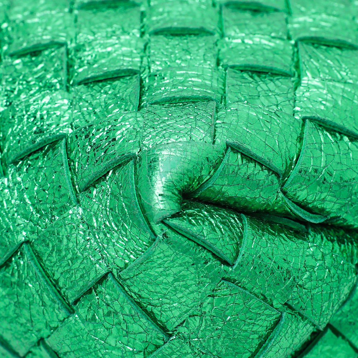 Bottega Veneta Green Intrecciato Craque Metallic Nappa Loop Mini Crossbody Bag