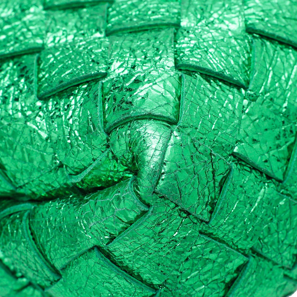 Bottega Veneta Green Intrecciato Craque Metallic Nappa Loop Mini Crossbody Bag