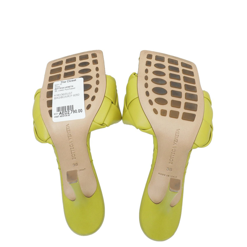 Bottega Veneta Kiwi Intrecciato Nappa Lido Mules 36
