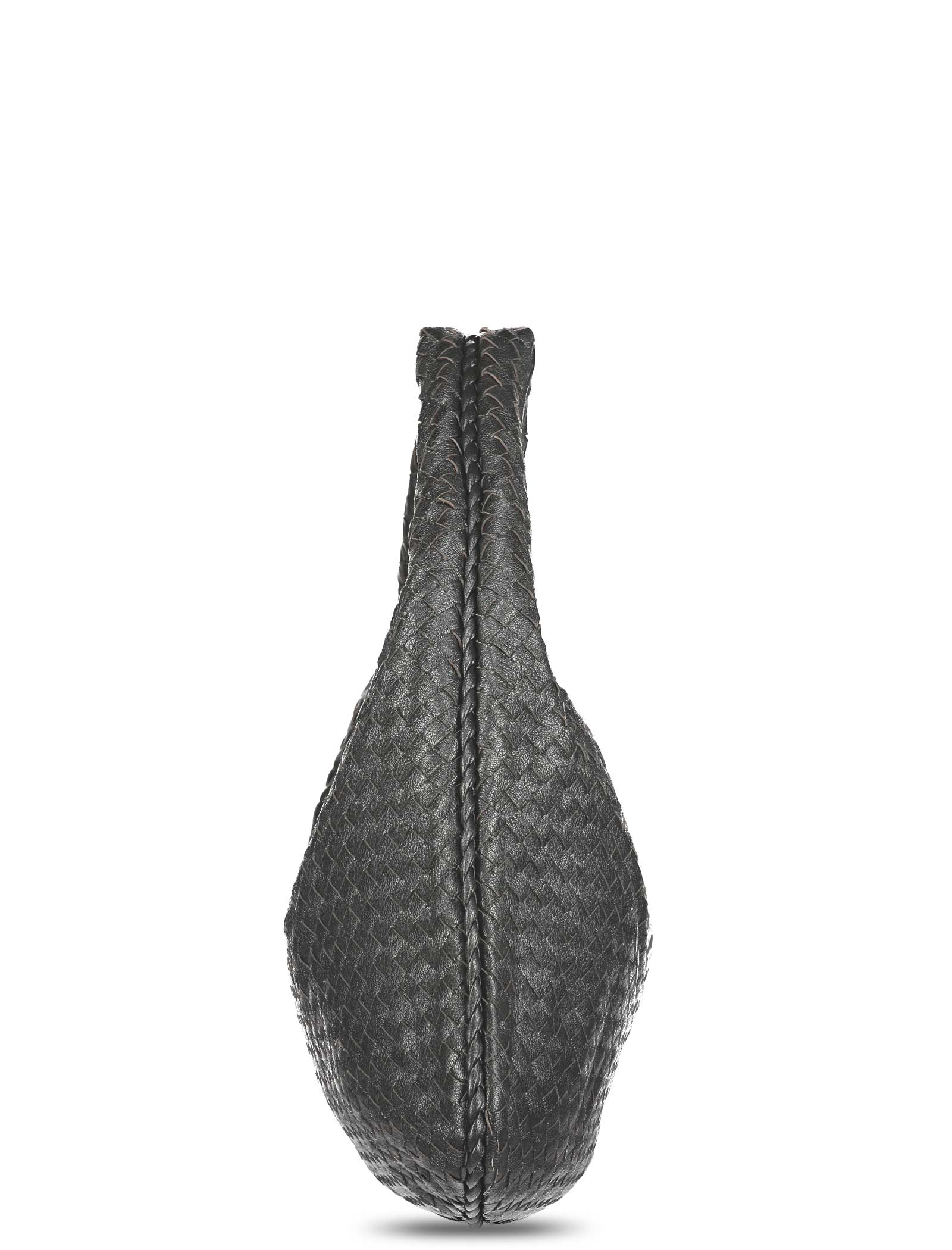 Large Black Metallic Veneta Hobo Bag