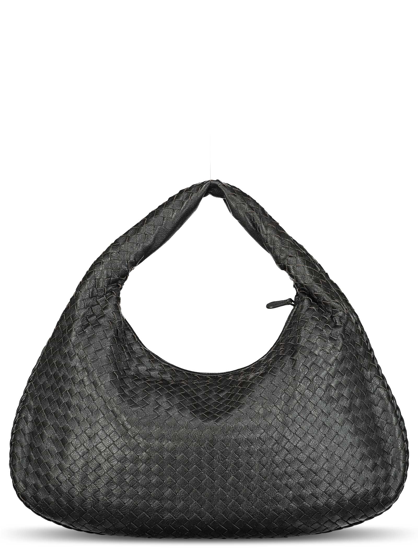 Large Black Metallic Veneta Hobo Bag