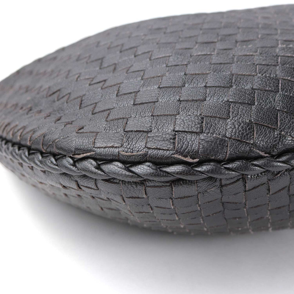 Large Black Metallic Veneta Hobo Bag