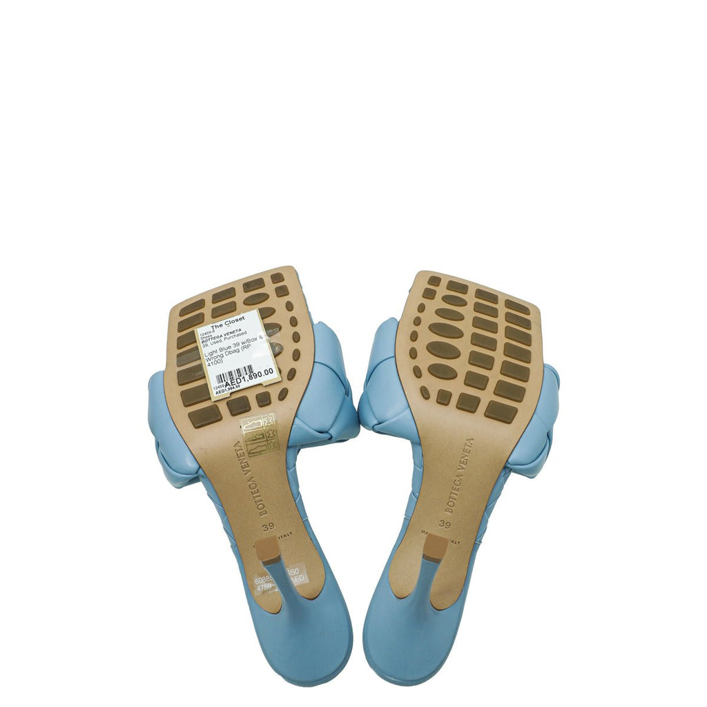 Bottega Veneta Light Blue Padded Heeled Mule 39