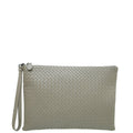 Bottega Veneta Light Gray Intrecciato Nappa Zip Pouch