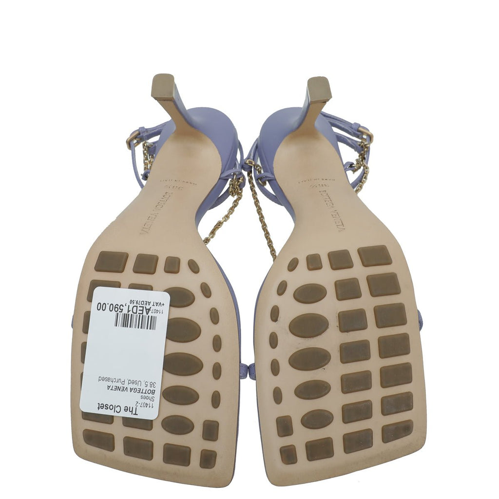 Bottega Veneta Mauve Nappa Stretch Chain Sandals 38.5