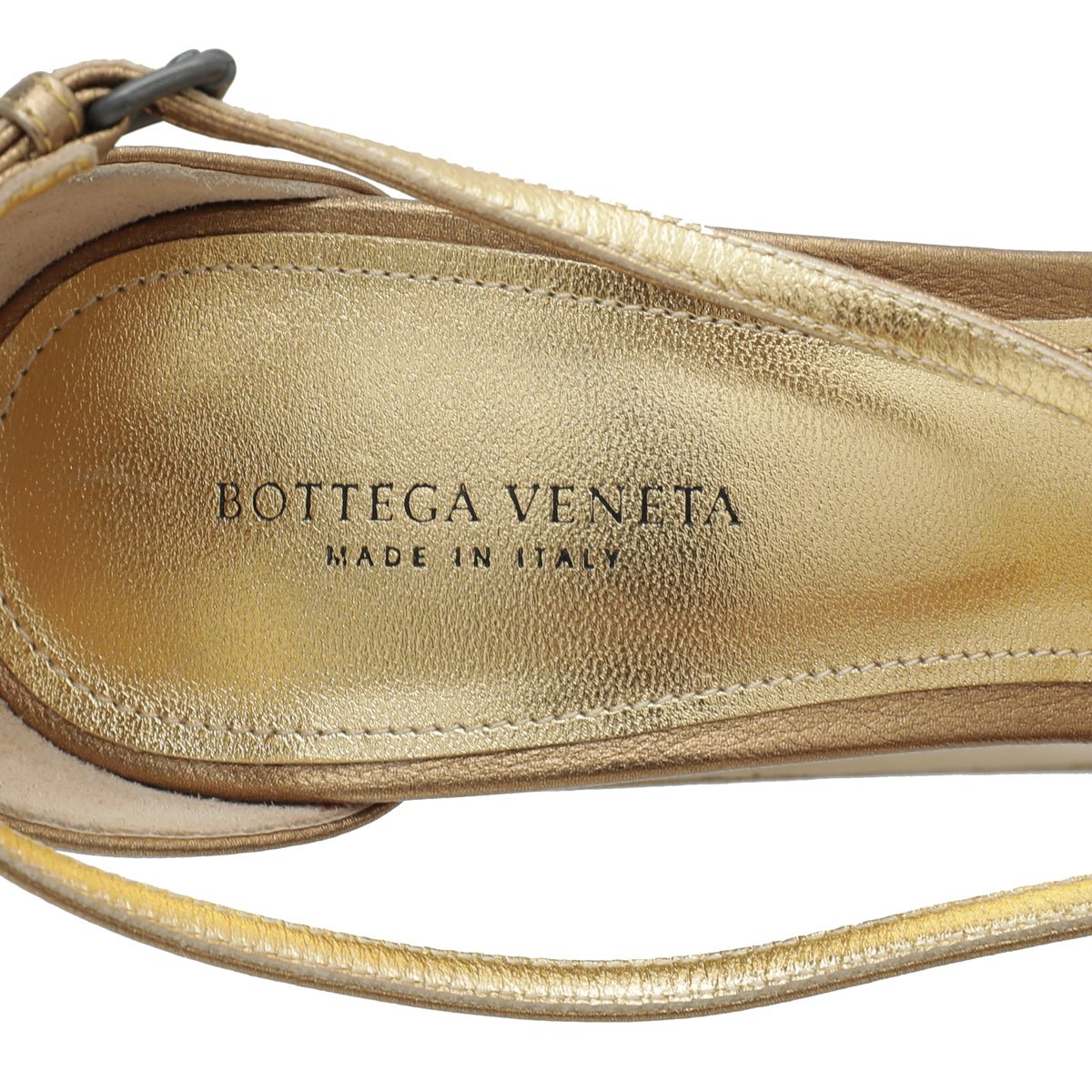 Bottega Veneta Metallic Gold Cross Strap 115mm Sandals 38