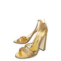 Bottega Veneta Metallic Gold Cross Strap 115mm Sandals 38