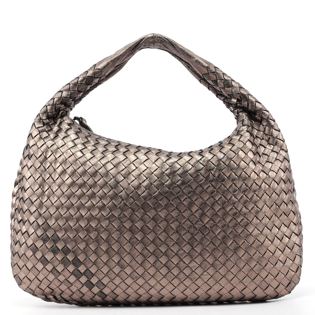 Metallic Gold Veneta Intrecciato Hobo Bag