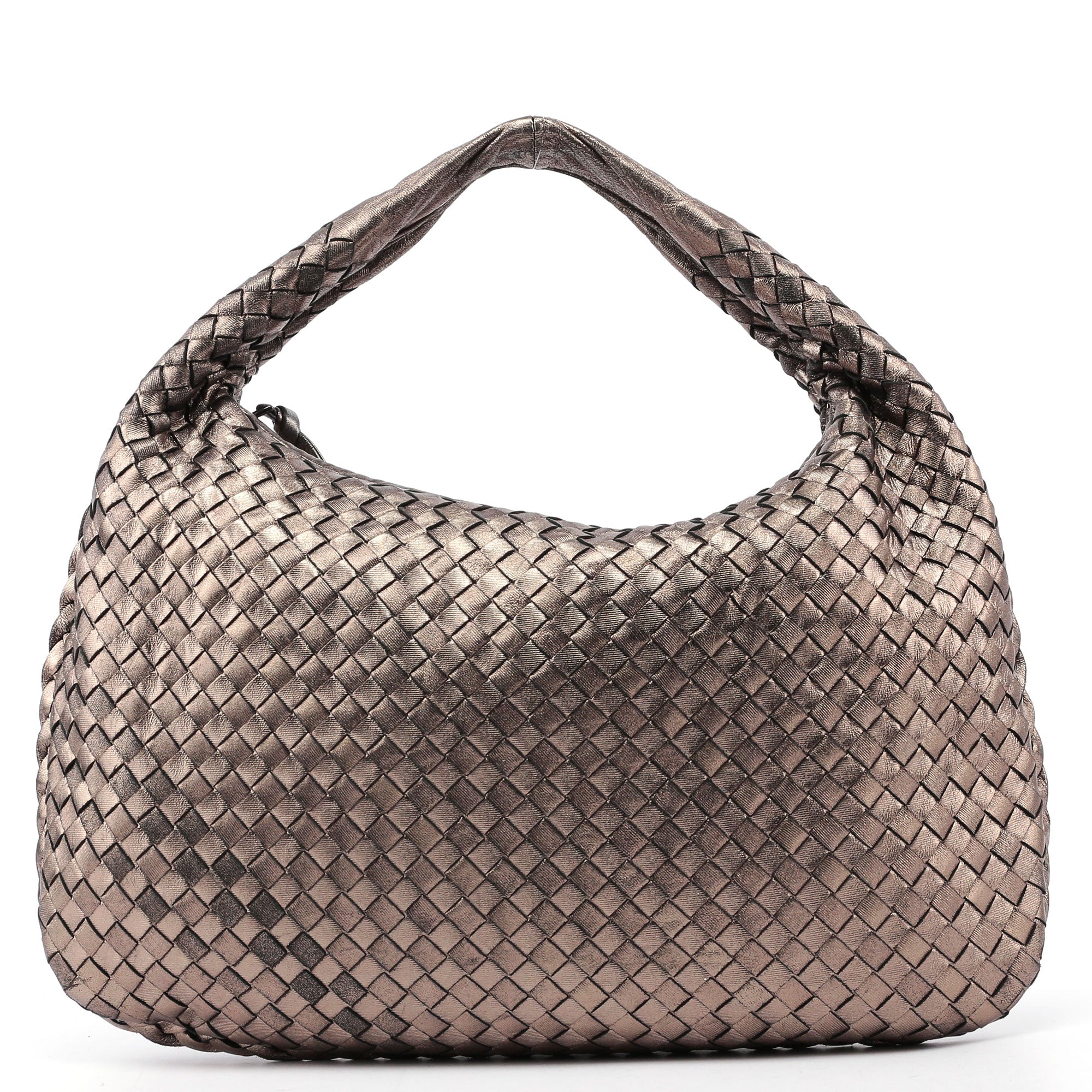 Metallic Gold Veneta Intrecciato Hobo Bag