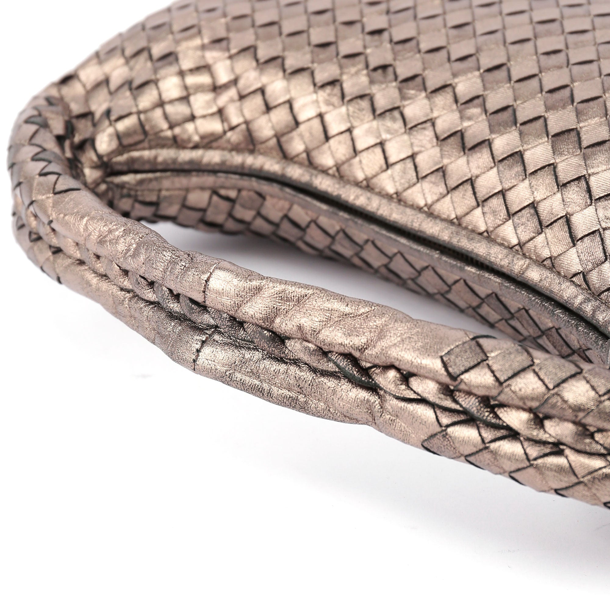 Metallic Gold Veneta Intrecciato Hobo Bag