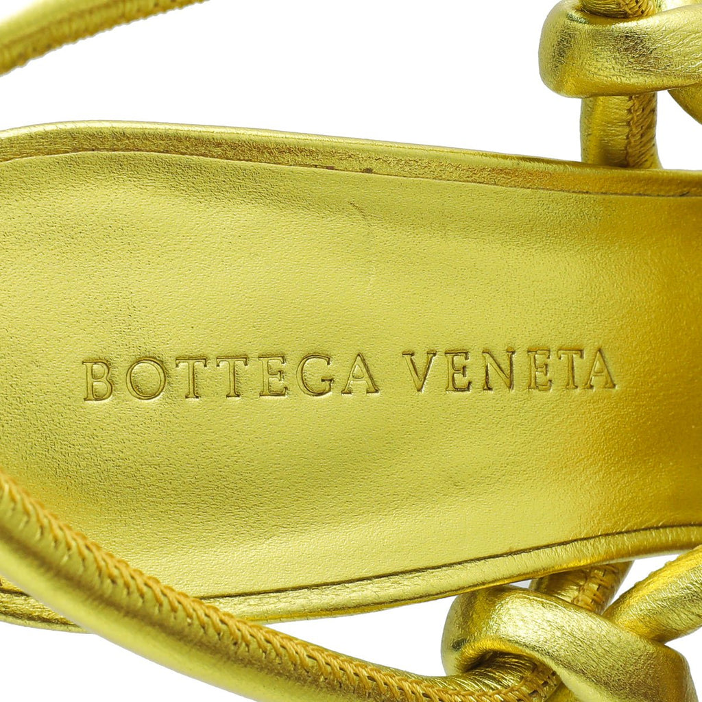 Bottega Veneta Metallic Lime Nappa Knot Sandal 37
