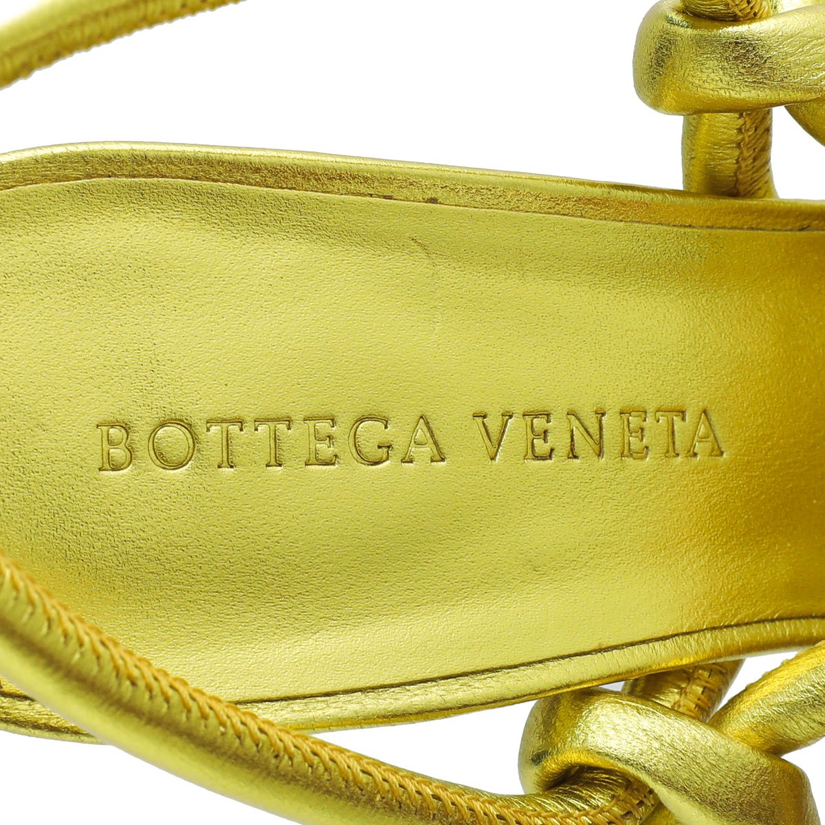 Bottega Veneta Metallic Lime Nappa Knot Sandal 37