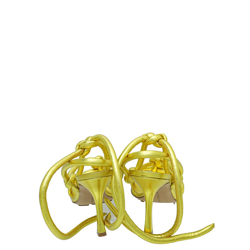 Bottega Veneta Metallic Lime Nappa Knot Sandal 37