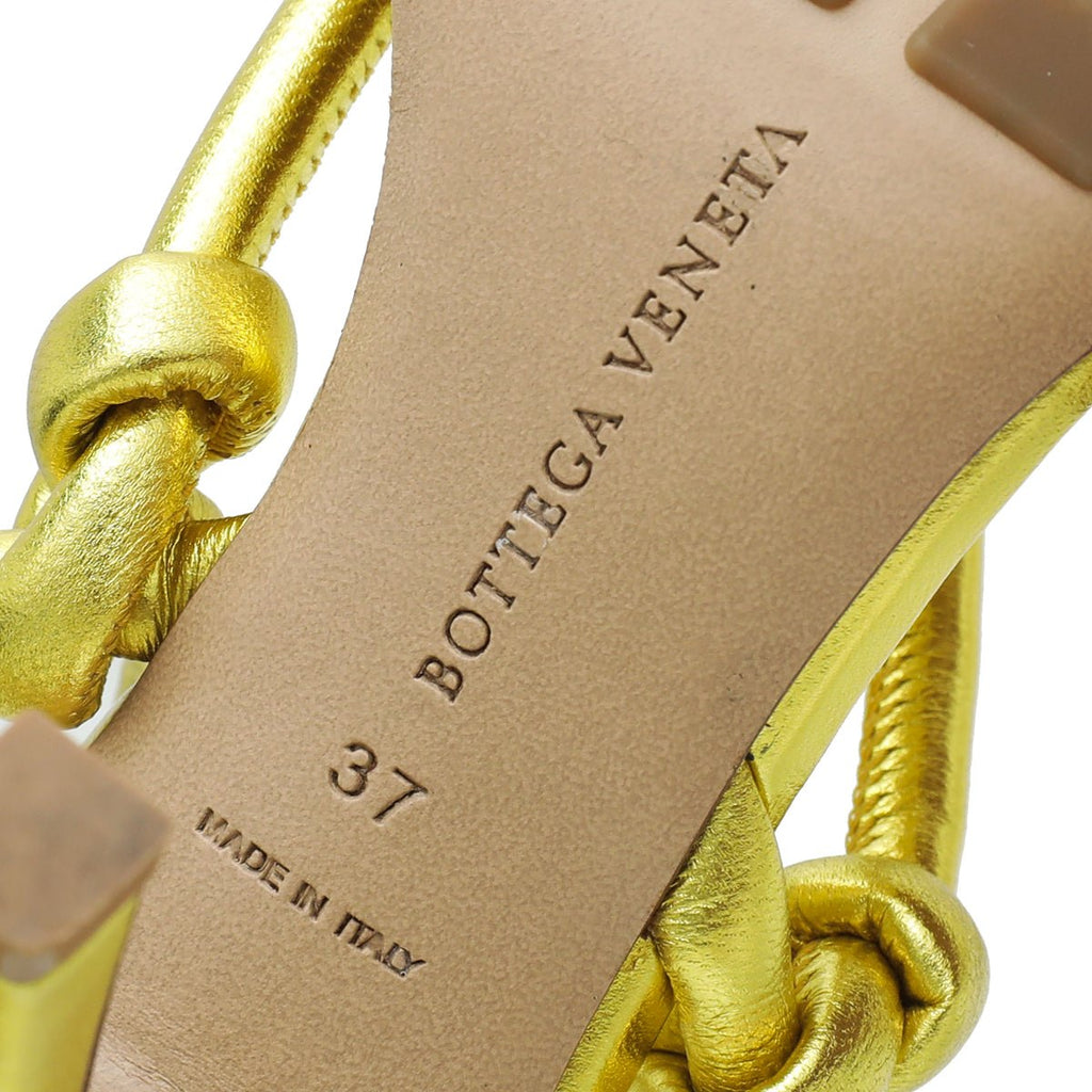 Bottega Veneta Metallic Lime Nappa Knot Sandal 37
