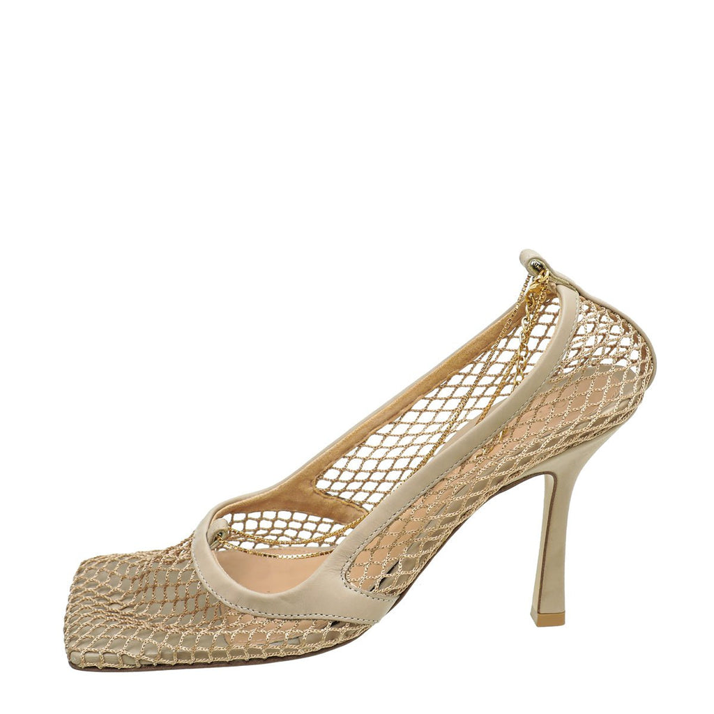 Bottega Veneta Nude Stretch Chain Pump 38