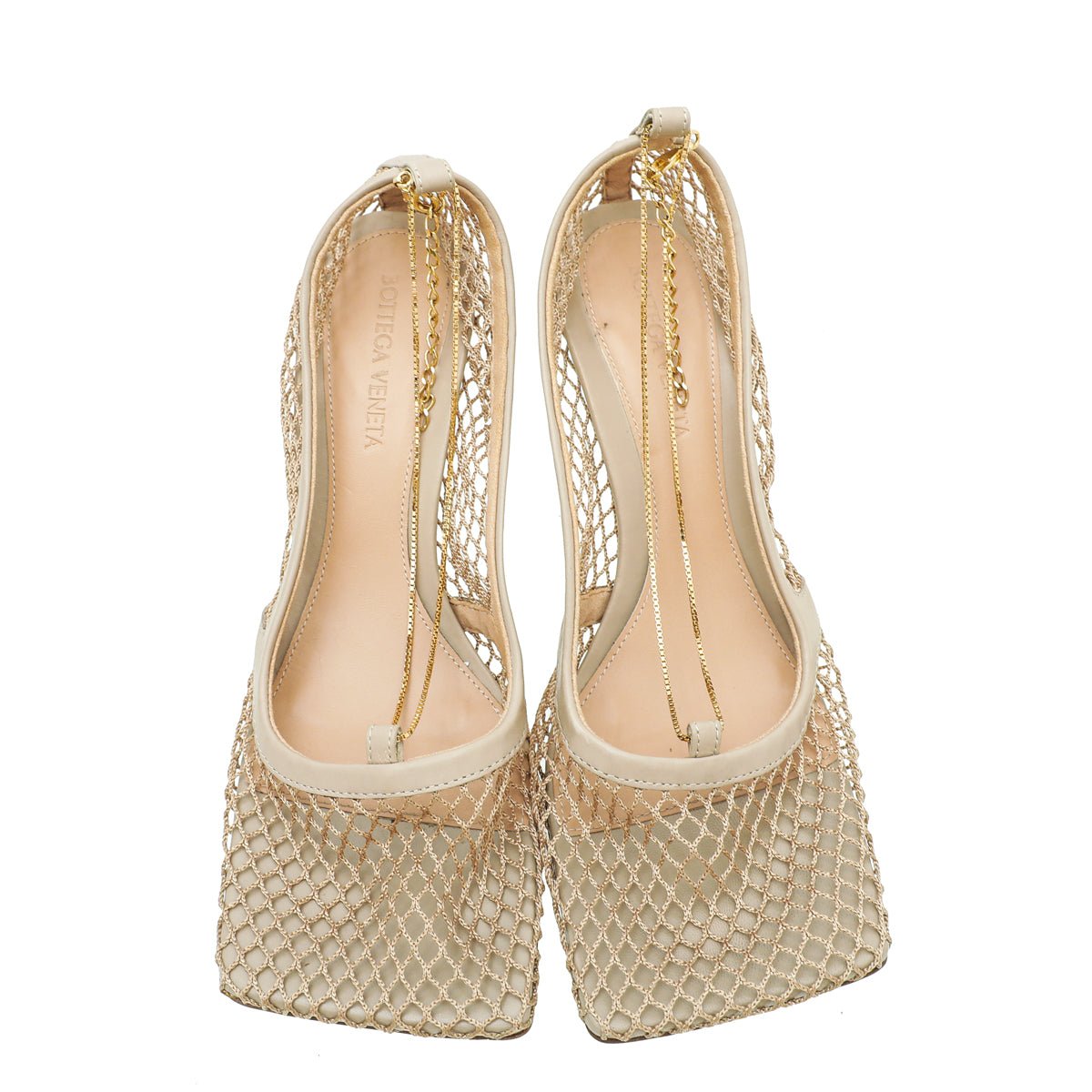 Bottega Veneta Nude Stretch Chain Pump 38