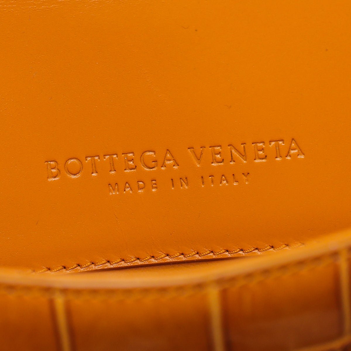 Bottega Veneta Orange Crocodile Piano Crisscross Clutch