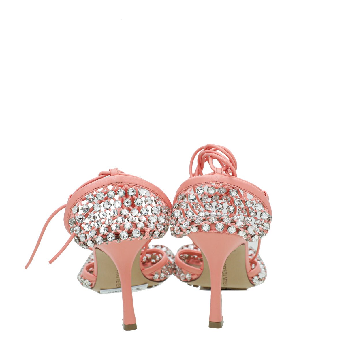 Bottega Veneta Peach Sparkle Stretch Lace-Up Sandal 37