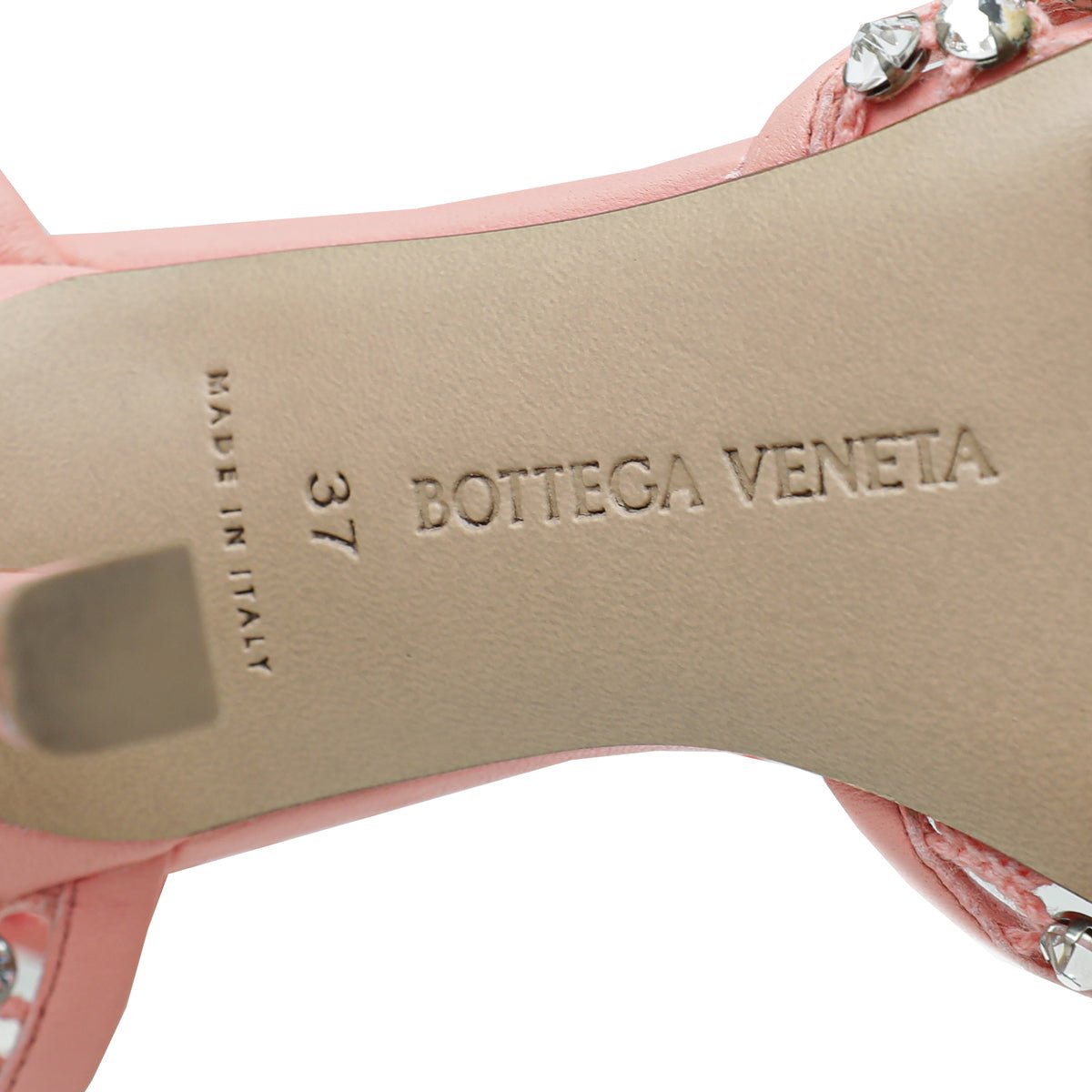 Bottega Veneta Peach Sparkle Stretch Lace-Up Sandal 37