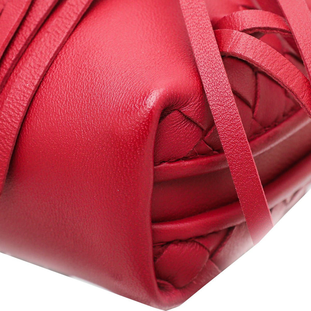 Bottega Veneta Red Intrecciato Fringe Nodini Crossbody Bag