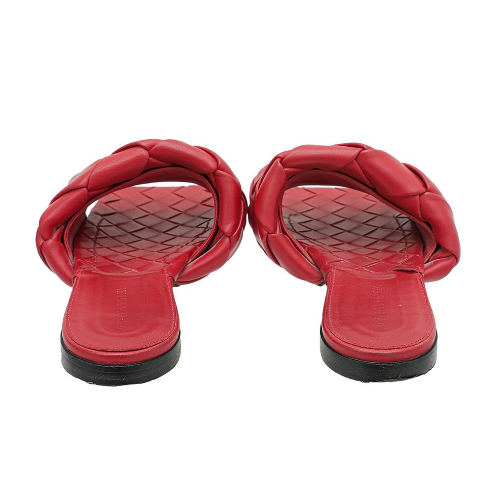 Bottega Veneta Red Intrecciato Lido Flat Sandals 39