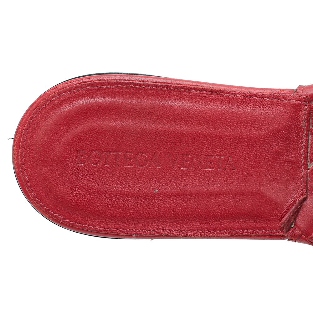 Bottega Veneta Red Intrecciato Lido Flat Sandals 39