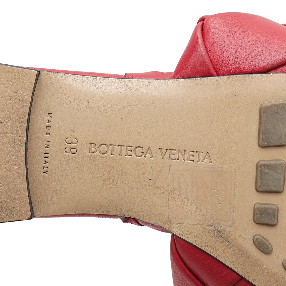 Bottega Veneta Red Intrecciato Lido Flat Sandals 39