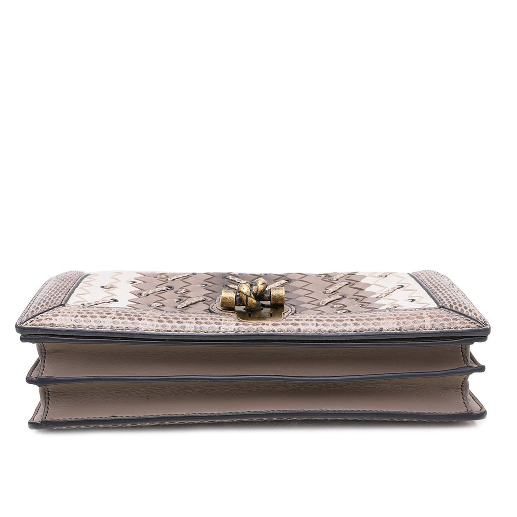 Bottega Veneta Tricolor Mist Intrecciato Club Stitch Olimpia Knot Clutch