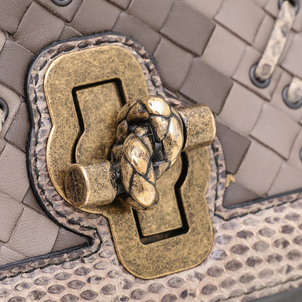 Bottega Veneta Tricolor Mist Intrecciato Club Stitch Olimpia Knot Clutch