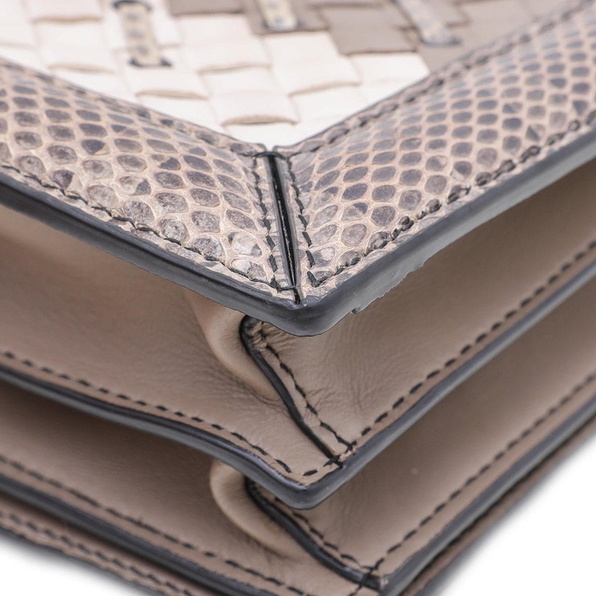 Bottega Veneta Tricolor Mist Intrecciato Club Stitch Olimpia Knot Clutch