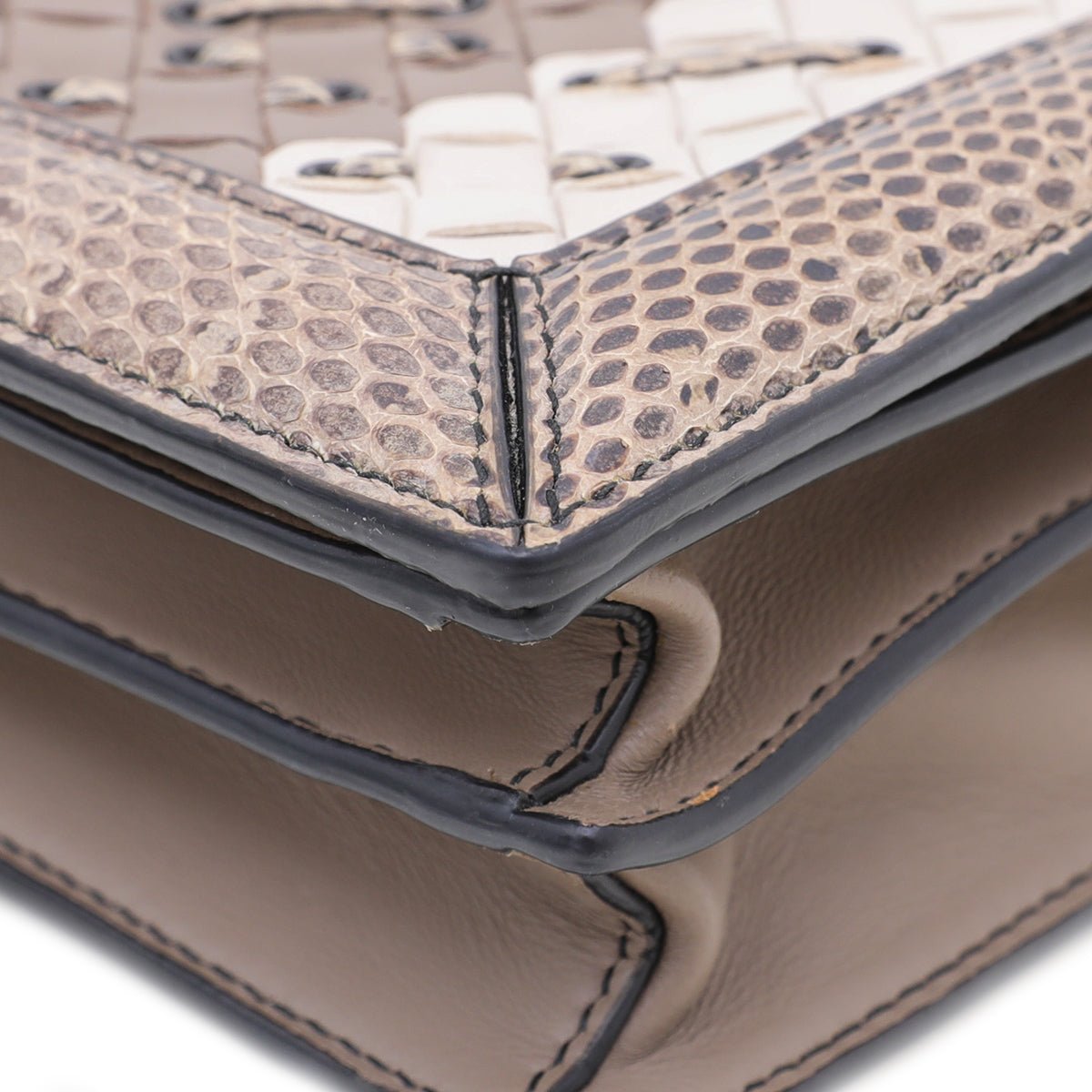 Bottega Veneta Tricolor Mist Intrecciato Club Stitch Olimpia Knot Clutch
