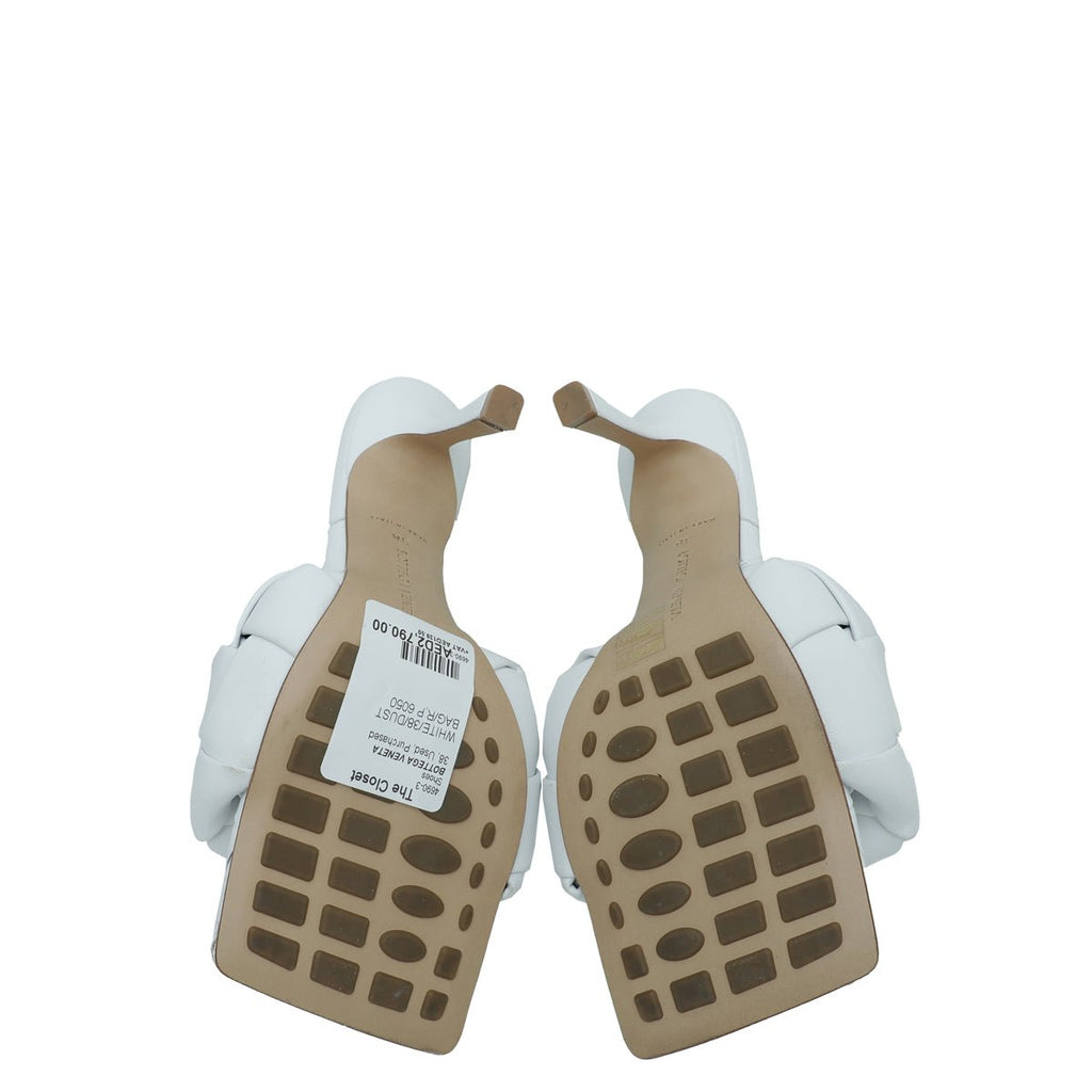 Bottega Veneta White Intrecciato Nappa Lido Mules 38