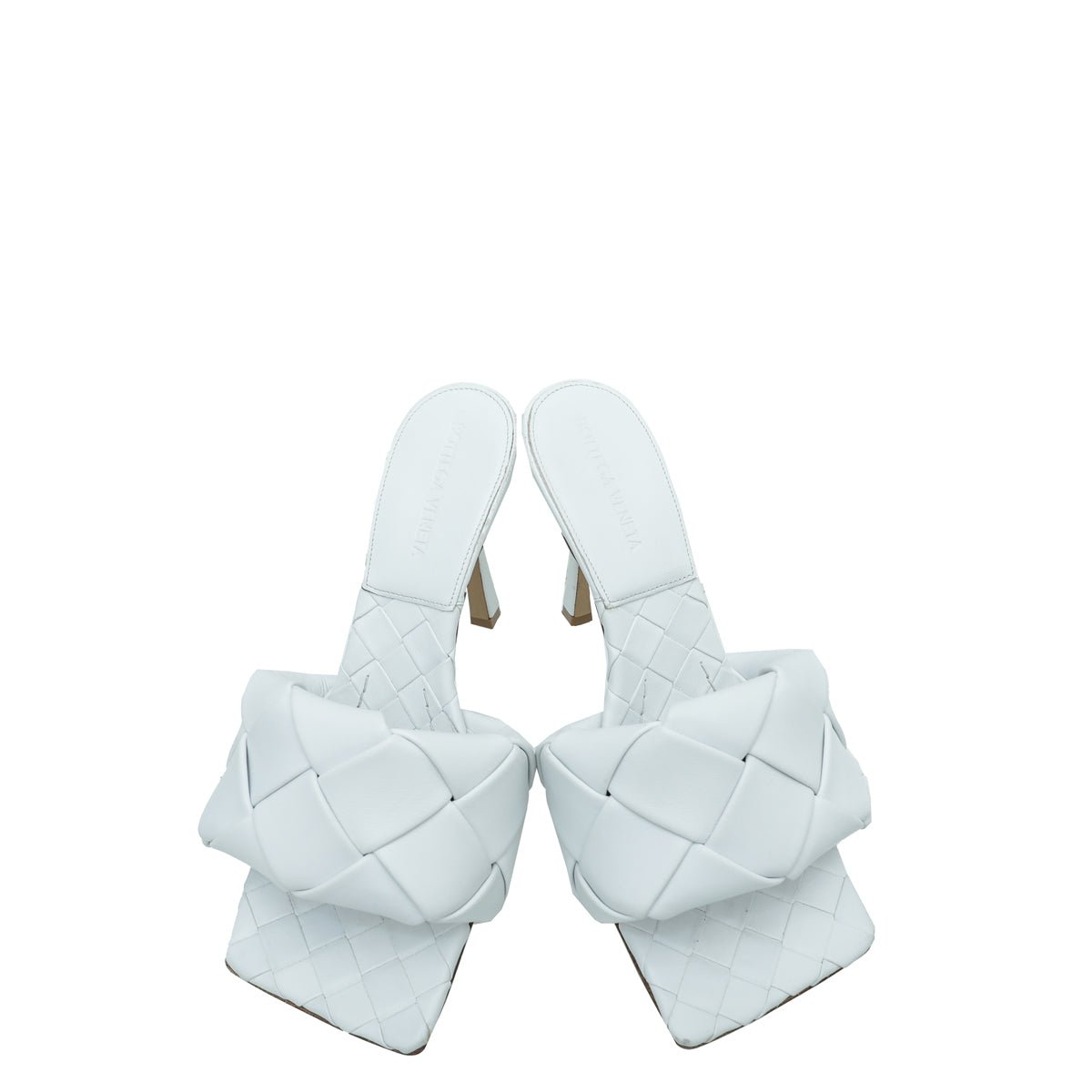 Bottega Veneta White Intrecciato Nappa Lido Mules 38