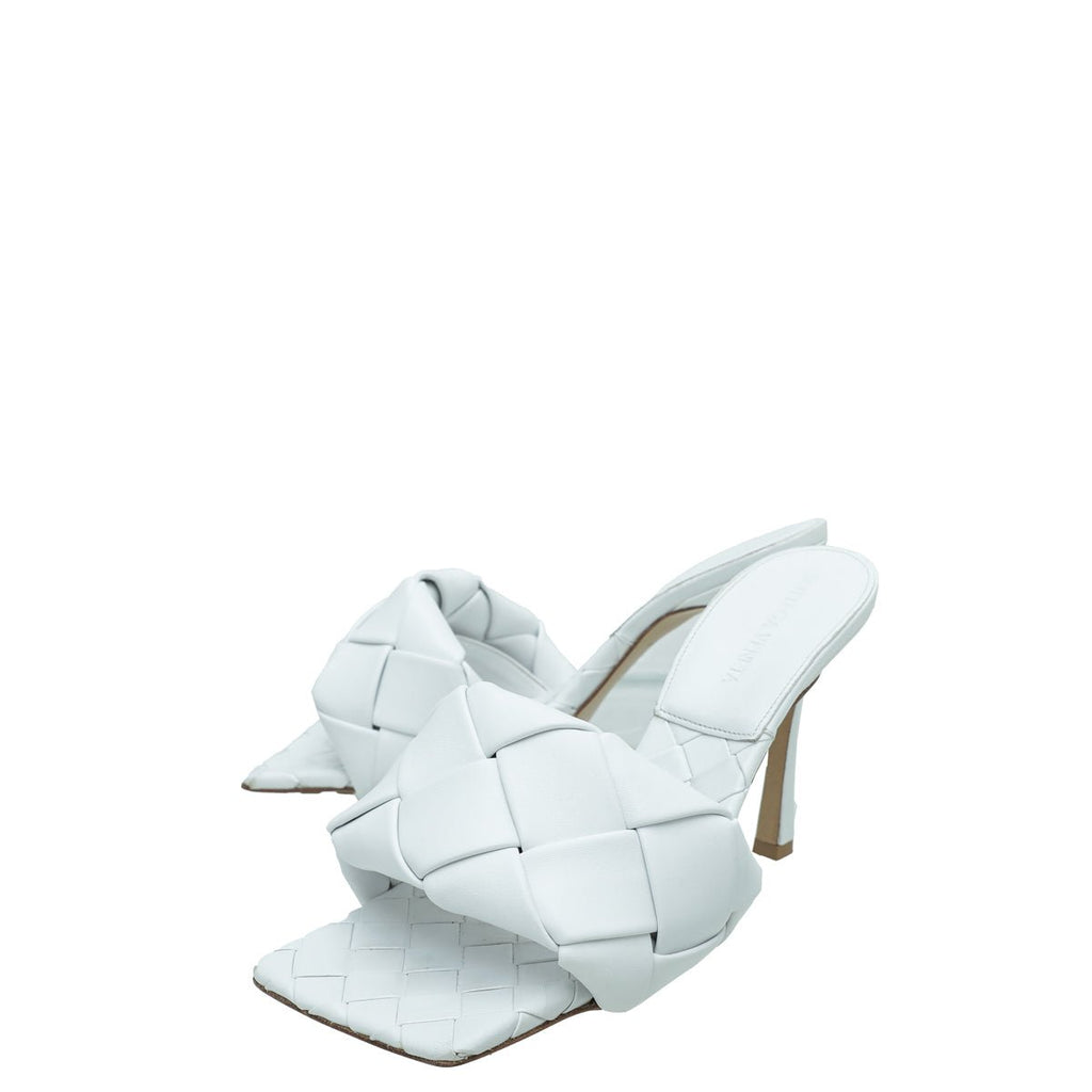 Bottega Veneta White Intrecciato Nappa Lido Mules 38